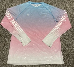 Men’s Opening Ceremony Columbia PFG Solar Shade Thermal Shirt Medium Pink Blue - Picture 1 of 3