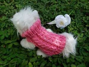 XXS handmade knit pink dog sweater - Picture 1 of 1