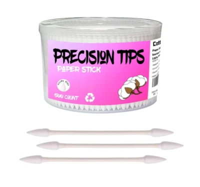 Hisopos de algodón con punta puntiaguda: 500 unidades, puntas de doble precisión, palo de papel - NUEVO Foto 1 de 4