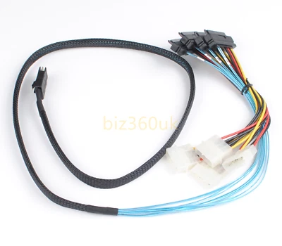 New 1Meter Mini-SAS SFF-8087 to 4X SAS SFF-8482 with IDE Power Data Cable  - Image 1 of 4