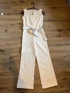 VTG Women's White Sleeveless One Piece Jumpsuit 1970s Size S-M - Picture 1 of 9
