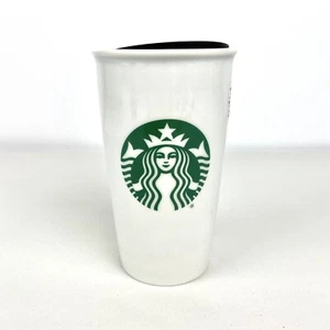 2016 Starbucks Classic White/Green Mermaid Logo Ceramic 12oz Travel Mug Tumbler - Picture 1 of 7