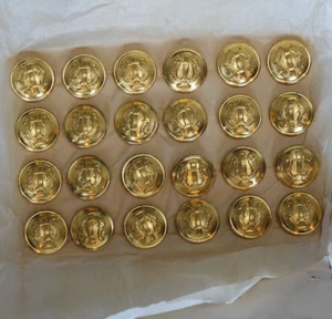 Waterbury Button Co. - 24 Pcs. - Military Band Lyre Buttons Gold Tone Wire Shank - Picture 1 of 3