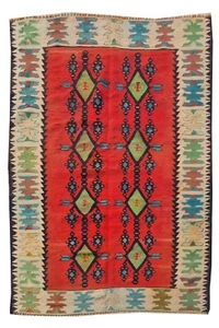 Amazing Hand Knotted Vintage Turkish Kilim Kilm Wool Area Rug 6 x 4 Ft - Picture 1 of 9