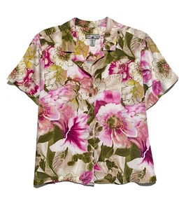 Caribbean Joe, Multicolor Floral Print Short Sleeve Button-Up Shirt, size 2X - Picture 1 of 3