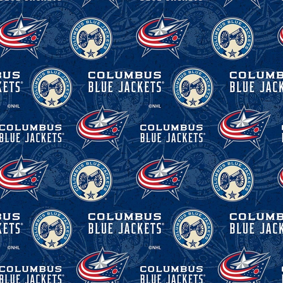 BTHY NHL Hockey Columbus Blue Jackets Tone on Tone Cotton Fabric BY 1/2 YARD - Image 1 of 1