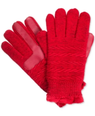 Isotoner Signature Womens smarTouch Textured Knit Red Gloves One Size Retail $36 - Image 1 of 4