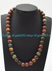 Handmade Natural 6/8/10/12/14Mm Picasso Jasper Gems Round Beads Necklace 16-36In
