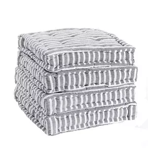 4x Garden Chair Seat Cushions 40cm x 40cm Indoor Outdoor Dining Pads Grey Stripe - Picture 1 of 7