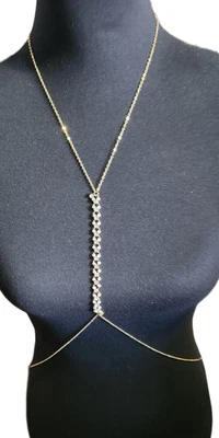 Цепочка для тела с жемчугом и кристаллами - золотистая - 22-47 дюймов - Изображение 1 из 2