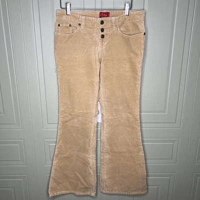 Campana de pana beige tiro bajo elástico inclinación Y2K vintage acampanada talla 5 Foto 1 de 4