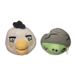 Angry Birds Plush Lot! Corporal Pig Green Cracked Helmet Purple Eyes - Picture 1 of 7