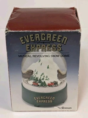 Cúpula de nieve giratoria musical Evergreen Express de colección de Roman, excelente estado Foto 1 de 4