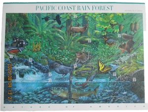 Pacific Coast Rain Forest Sheet of 10 - USPS 33 cent Stamps - Picture 1 of 6