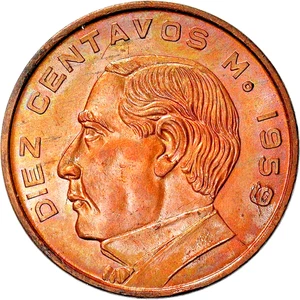 Mexiko 10 Centavos Münze | Benito Juarez | Mexikanische Münze | 1955 2 Münzen - Bild 1 von 2