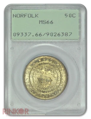 1936 50C Norfolk Commemorative Half Dollar PCGS MS 66 - Image 1 of 3