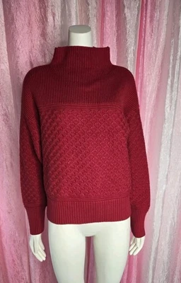 Свитер хлопковый Ann Taylor Weekend Collection Red Cable Mock Neck размер средний  - Изображение 1 из 4