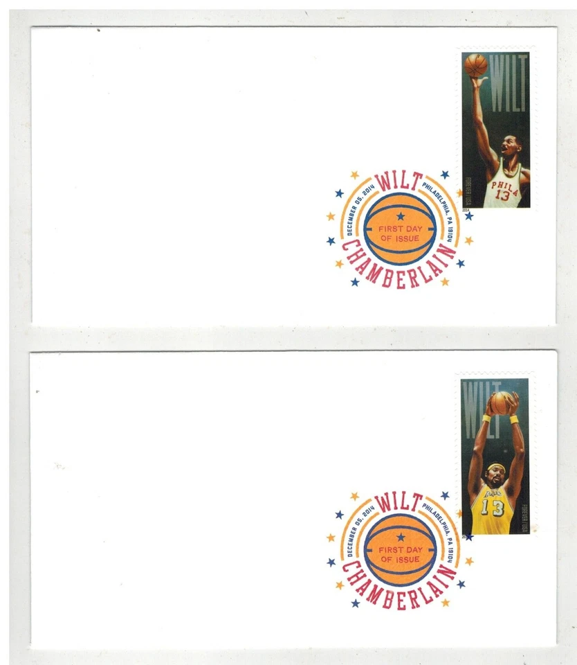 DCP FDC & SPECIAL COLOR CANCEL SET OF 2 BASKETBALL WILT CHAMBERLAIN BOTH TEAMS - Image 1 of 1