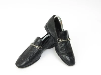 Zapatos Mocasines Cesare Paciotti Negro Estampado Cocodrilo Para Hombre Talla 7 Hechos en Italia Foto 1 de 4