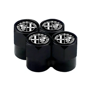 4 stk Ventilkappen für Reifen Alfa Romeo Aluminium Schwarz - Picture 1 of 1