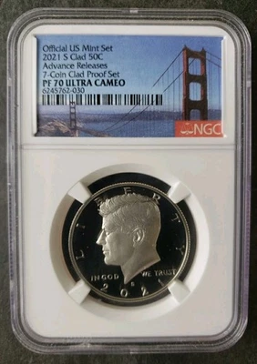 2021 S Proof 50c Kennedy Half Dollar NGC PF70 Ultra Cameo - Image 1 of 2