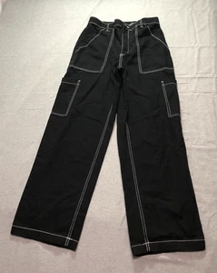 Jean cargo divisé femme 10 année 2000 taille haute foncé rétro hippie gothique emo noir - Photo 1/11