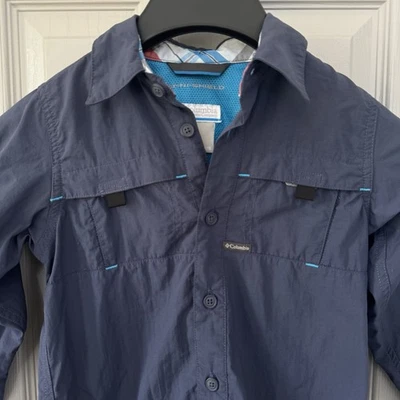 Columbia PFG Shirt Boys 4/5 Blue Button Up Fishing Outdoors Vented Omni-Shield - Image 1 of 4
