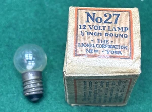 Lionel #27 12 Volt 1/2" Round Lamp With Worn Box, Bulb Tested, Free US Ship - Picture 1 of 8