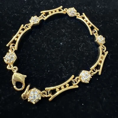 Brazalete Chapado en Oro Amarillo Flor Margarita Cristal Swarovski - Estilo Pulsera Puerta Foto 1 de 4