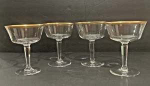 Lenox Eternal Tall Sherbet Glasses Crystal Gold Trim Set Of 4 Made In USA - Picture 1 of 9