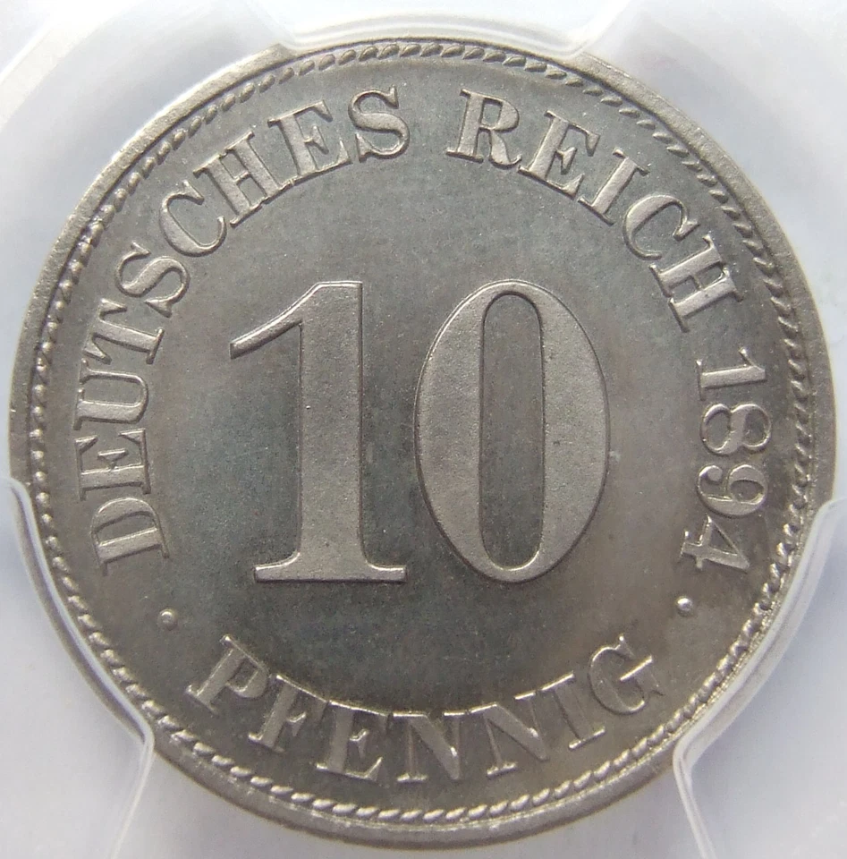 German Empire Kaiserreich 10 Pfennig 1894 E In Proof PCGS PR66 - Image 1 of 4