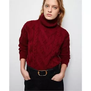 Maglione girocollo Nili Lotan Wooster maglia cavo XS bordeaux pescatore estetica - Foto 1 di 11