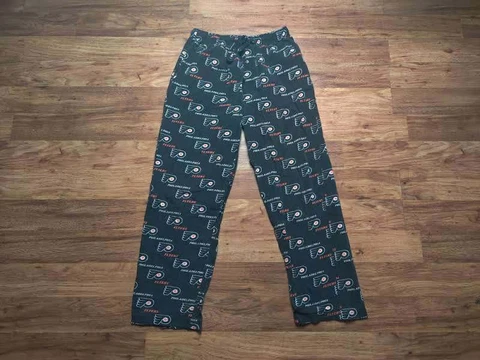 Philadelphia Flyer Pajama Pants Men Medium Black All Over Print NHL Hockey Sport Cover