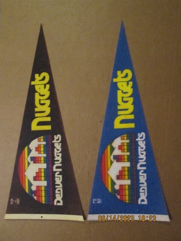 NBA Denver Nuggets Vintage Circa 1980's Lot of 2 Different Team Logo Pennants Cover
