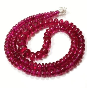 Collar Rubí Corindón Plata de Ley 925 Piedras Preciosas Rondelle Cuentas 5-8mm 16 Pulgadas - Imagen 1 de 5