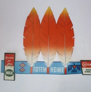 De Colección Tótem de Clavel Hogar Publicidad Papel Niños Tocado con 3 Plumas - Imagen 1 de 5