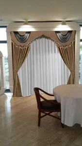 curtain sets hand made gold & brown palace thick fabric curtain valance tulle - Picture 1 of 3