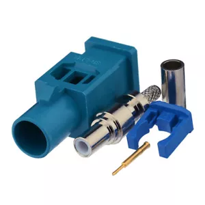 Confezione 5 Connettori Saldatura Auto Fakra Z Maschio Acqua Blu Crimpare per Cavo RG316 RG174 - Foto 1 di 3