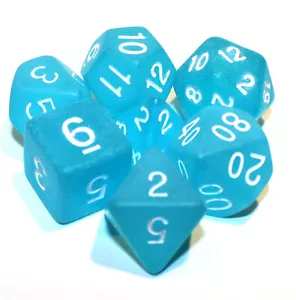 Juego de 7 dados poliédricos turquesa esmerilados translúcidos esmerilados con bolsa turquesa - RPG - Imagen 1 de 2