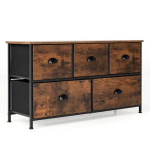 Dresser Organizer with 5 Drawers and Wooden Top-Rustic Brown - Color: Rustic Bro - Picture 1 of 5