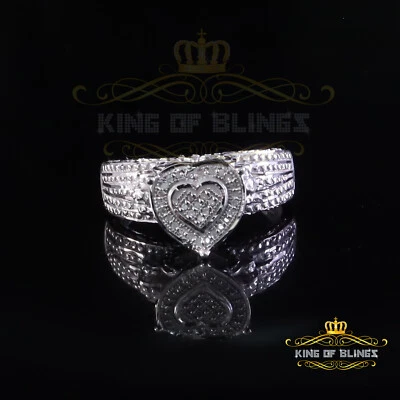 Anillo de compromiso con corazón de plata de ley 925 de 0,10 quilates con diamantes reales blancos talla 7 Foto 1 de 4