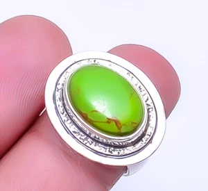Copper Green Turquoise Gemstone 925 Sterling Silver Jewelry Ring s.6.5 Sku38 - Picture 1 of 2