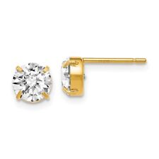 Gift for Mothers 14k Yellow Gold Cubic Zirconia Stud Earrings 1.47g L-6mm W-6mm