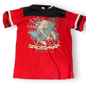 Marvel Spiderman Homecoming Boys Red Graphic Print T-Shirt Size 7 Faded Play Top - Picture 1 of 7