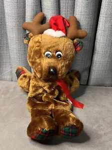 Vintage Weihnachten Rentier Strumpf Plüsch 20 Zoll braun kariert House of Lloyd 3D Spielzeug - Bild 1 von 16