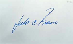 Julio Franco Texas Rangers 1989-1993 Signed 3x5 Index card JSA COA AQ52896