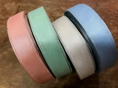 винтажная двусторонняя атласная проволочная лента 1/2 дюйма 1 ярд сделано во Франции - Изображение 1 из 4