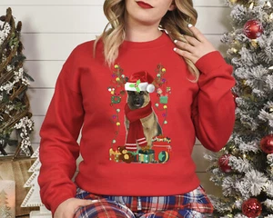 Xmas Sweatshirt German Shepherd Dog Christmas Jumper Sweater Day Stocking Filler - Picture 1 of 6