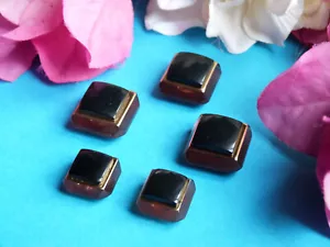 437BBIS Splendid Buttons "Caramel Black" Black and Amber Lot 5 Vintage Buttons - Picture 1 of 4