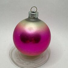 Vintage 50’s Shiny Brite Satin Hot Pink & Silver White Mercury Glass Ornaments